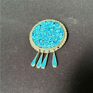 Blue and silver Circular Brooch